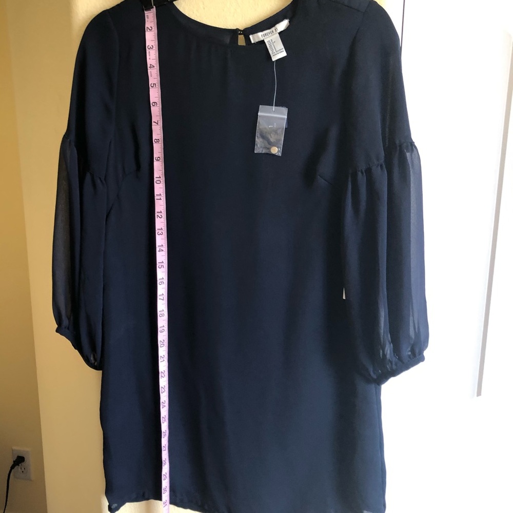 Forever 21 S NWT Navy Sheer Sleeve Flowy Silky